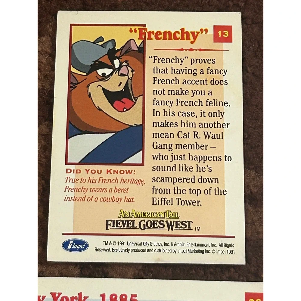 Vintage 1991 Impel An American Tail Fievel Goes West Trading Card Lot of 9‎